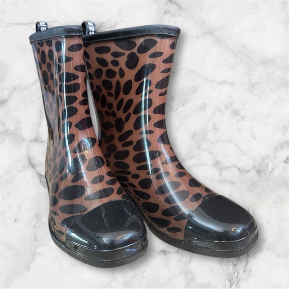 Sz 37 (7) Sanmm rain boots waterproof boots galoshes leopard print new spring - Picture 5 of 9